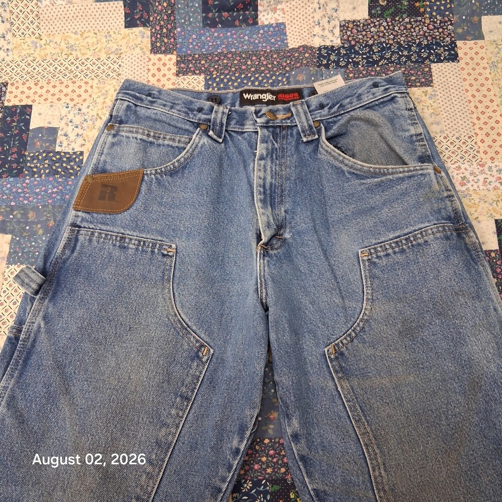 Wrangler Riggs Workwear Mens 30x32 Antique Indigo Double Knee Utility Work Jeans